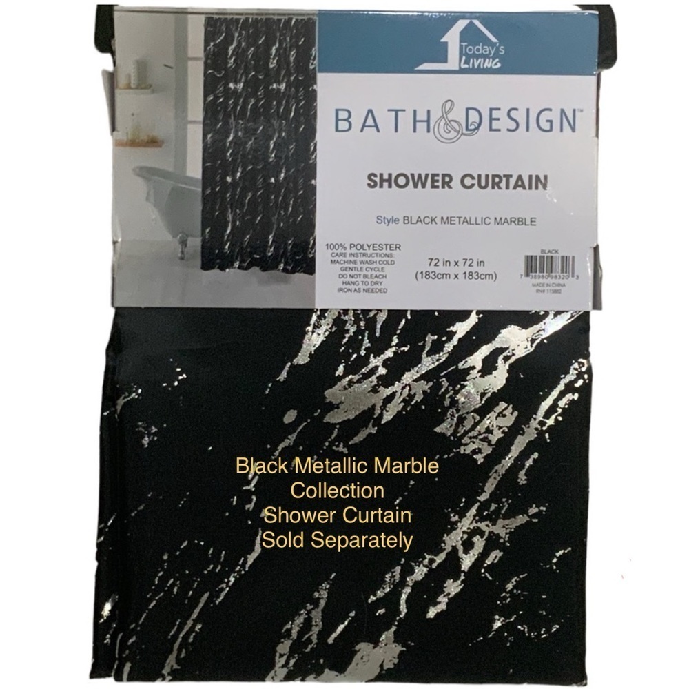 Today’s Living Black Marble Metallic Bath Accessory Set Ceramic 4 Piece Set - Picture 11 of 12
